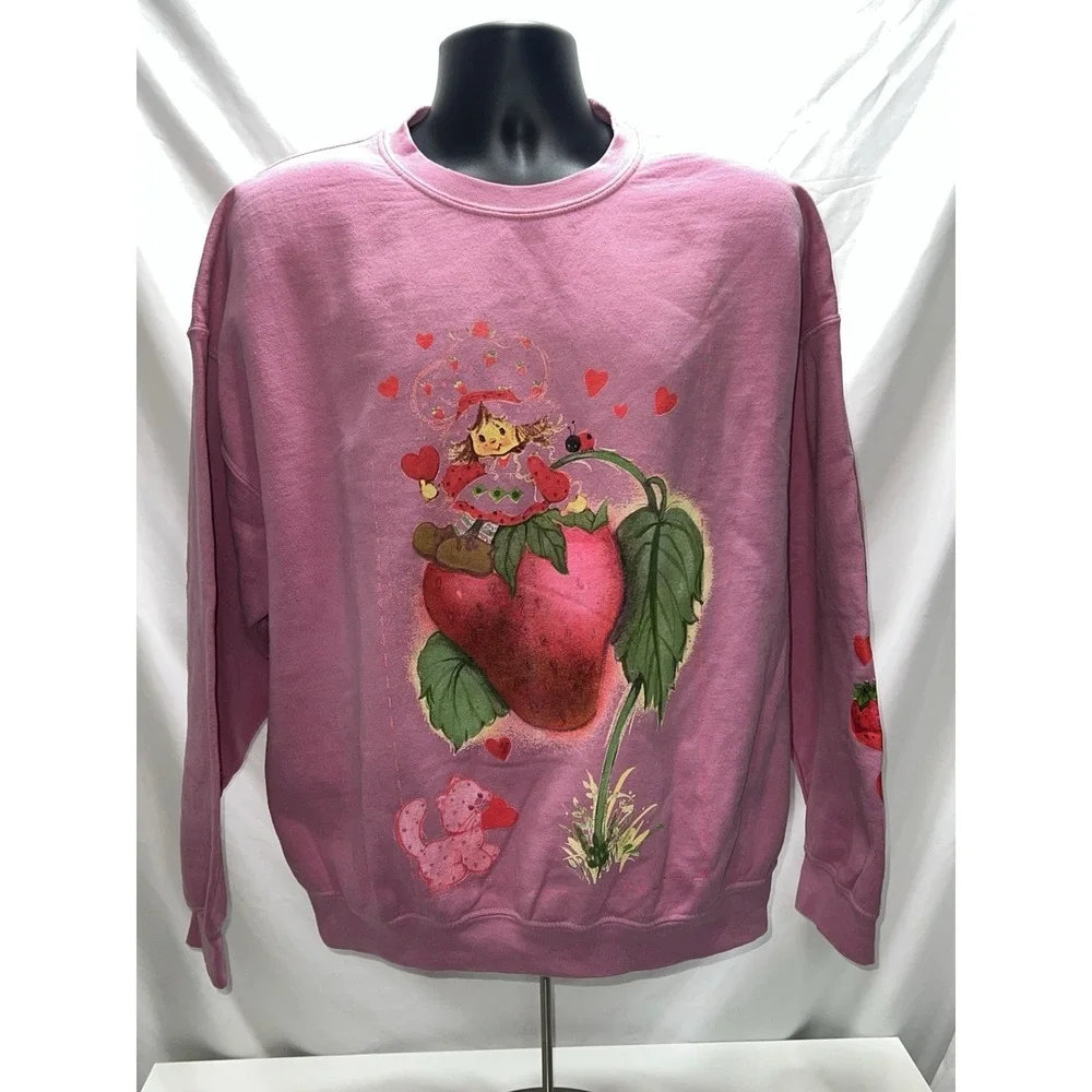 Pink Strawberry Shortcake Berry Christmas Sweatshirt Oversized 2XL Gildan - Picture 1 of 15